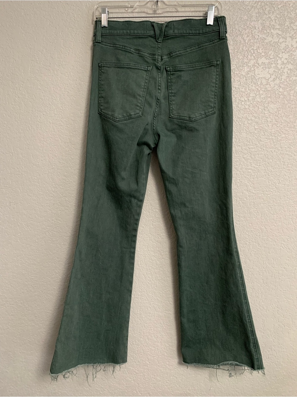 Veronica Beard Jeans Womens 28 Carson Ankle Flare High Rise Raw Hem Green Preppy - Picture 4 of 11